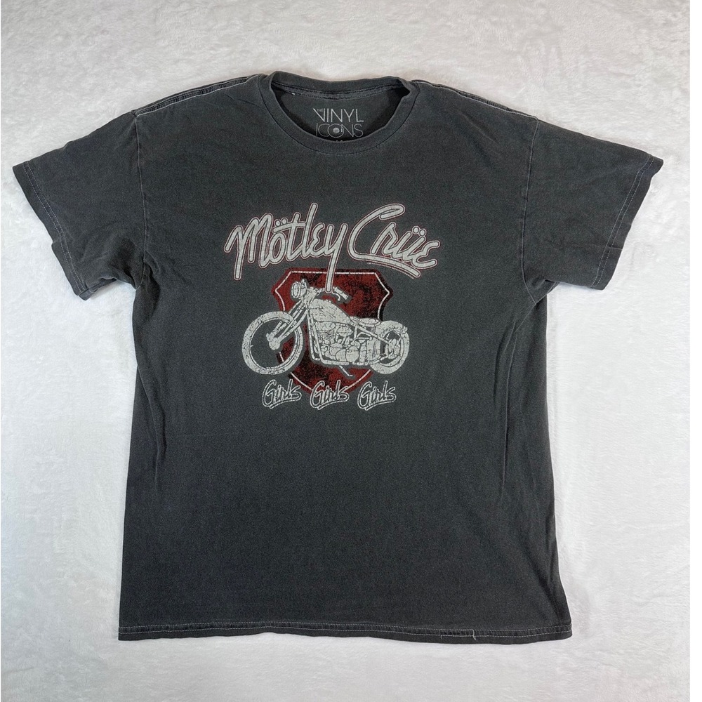 Vinyl Icons Motley Crue Girls Girls Girls Graphic T-Shirt Charcoal Gray Medium